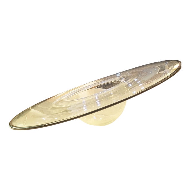 Large Hat-Shaped Centrepiece Plate in Clear Murano Glass, Italy, 1960s For Sale