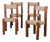 Vintage Wooden Straw-Seated Chairs, 1950, Set of 4 For Sale