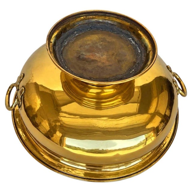 Early 20th Century Arts and Crafts Footed Brass Bowl with Ring Handles 1920s For Sale - Image 13 of 17