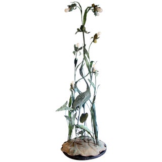 Art Deco Bronze Bird Floor Lamp For Sale