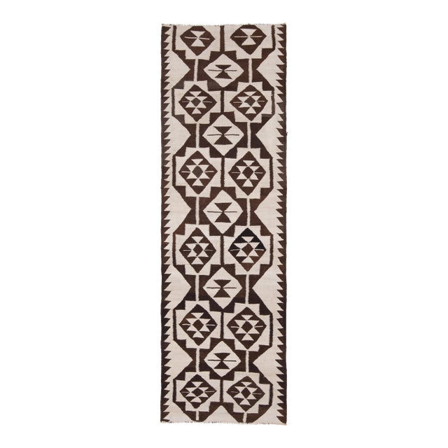 1970s Turkish Oushak Handmade Wool Cotton Beige Runner Rug For Sale