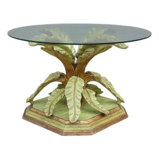 Lacquered Tree-Shaped Table with Glass Top, 1960s For Sale