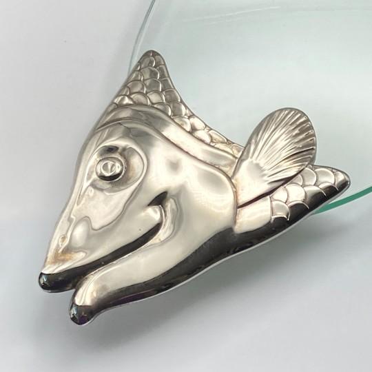 Vintage BMF/ Fritz Nagel Style Glass and Metal Fish Platter For Sale - Image 4 of 18