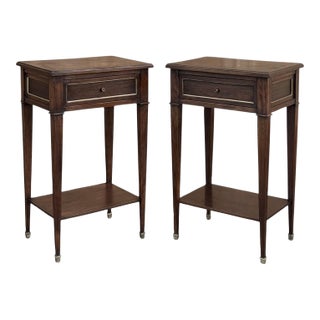 Pair Mid-Century Louis XVI Style Mahogany End Tables For Sale