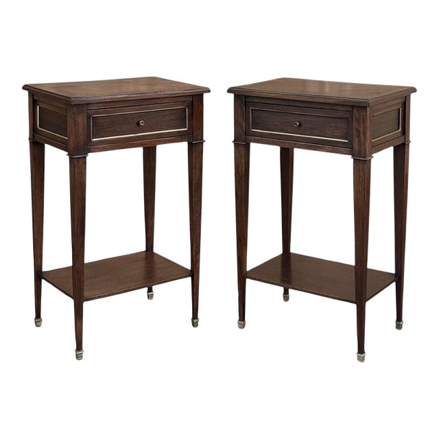 Pair Mid-Century Louis XVI Style Mahogany End Tables For Sale