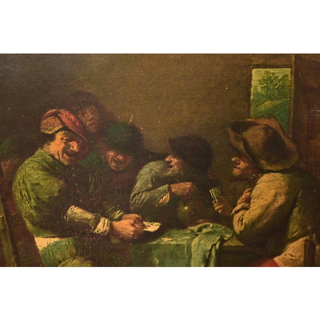 Early 20th Century "Peasants Playing Cards" Reproduction Oil Painting by Adriaen Brouwer For Sale - Image 5 of 13