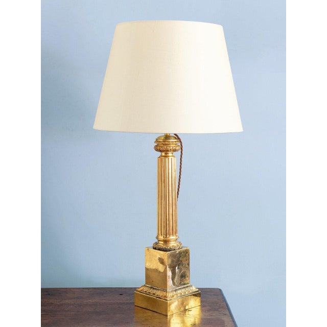 Mid-Century Modern Tall Mid-Century French Brass Column Lamp For Sale - Image 3 of 11
