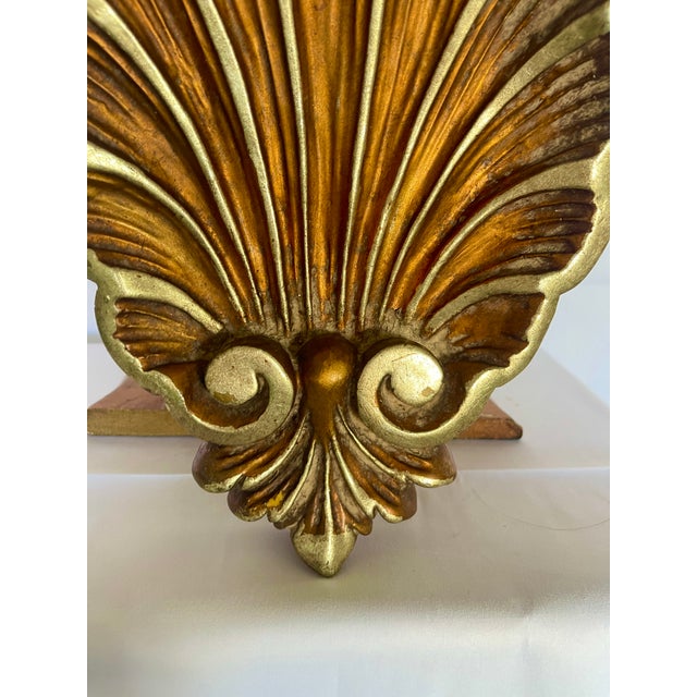 Vintage Florentine Large Shell Wall Brackets, Italy, a Pair For Sale - Image 11 of 15