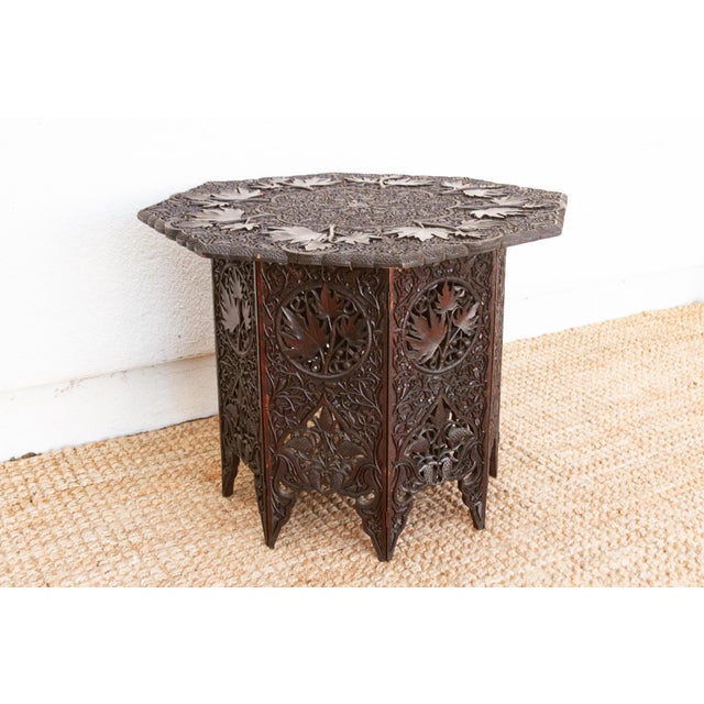 Rare Antique Hand-Carved Kashmiri Coffee Table For Sale - Image 4 of 9