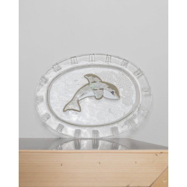 Mid-Century Oval Murano Glass Serving Platter Dolphin, Italy, 1980s For Sale - Image 11 of 12