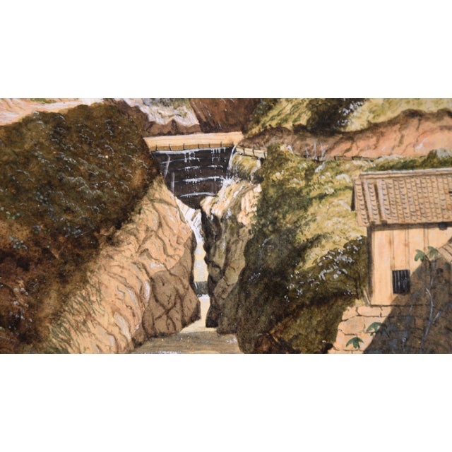 Late 19th Century Waterfalls and Mountain Homes - Japanese Landscape 1878 For Sale - Image 5 of 10