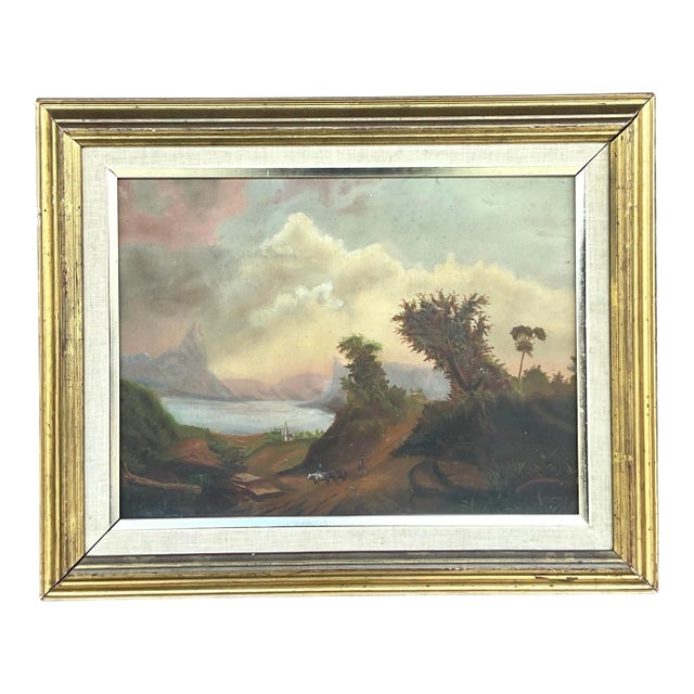Vintage Traditional Original Landscape Oil Painting on Canvas For Sale