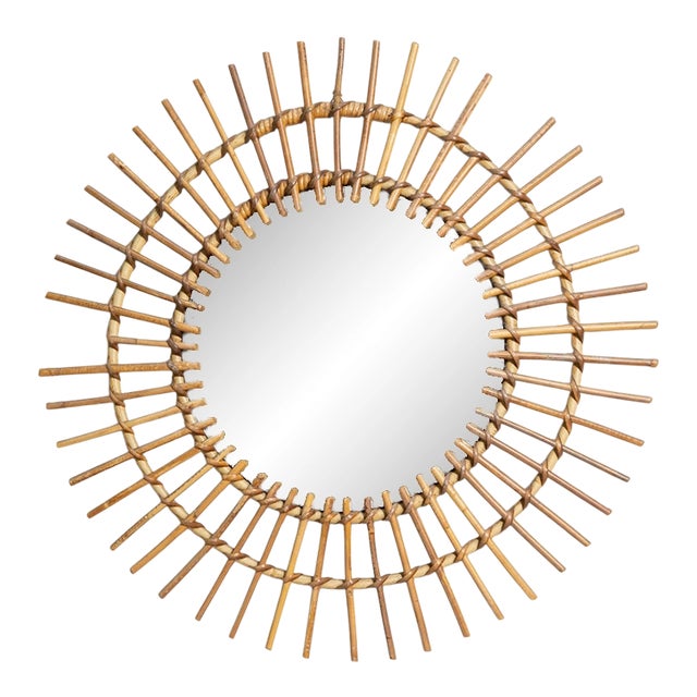 19th Century France Tan Bamboo Mirror For Sale