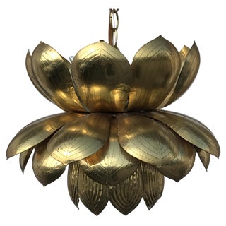 Feldman Large Brass Lotus Chandelier For Sale