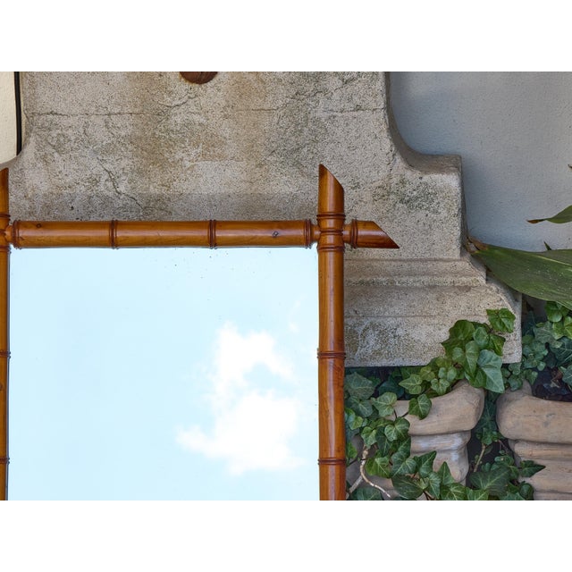 French Faux Bamboo Walnut Mirror with Pierced Corners, circa 1900 For Sale In Atlanta - Image 6 of 12