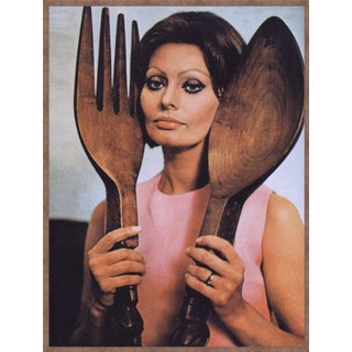 Sophia Loren With Large Spoon & Fork Framed Photo For Sale