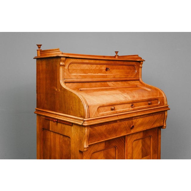 Louis Philippe Cylinder Secretary in Cherrywood, Mid-19th Century For Sale - Image 9 of 18