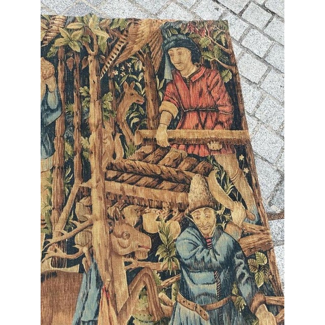 Vintage French Screen Printed Tapestry, 1950s For Sale - Image 6 of 18