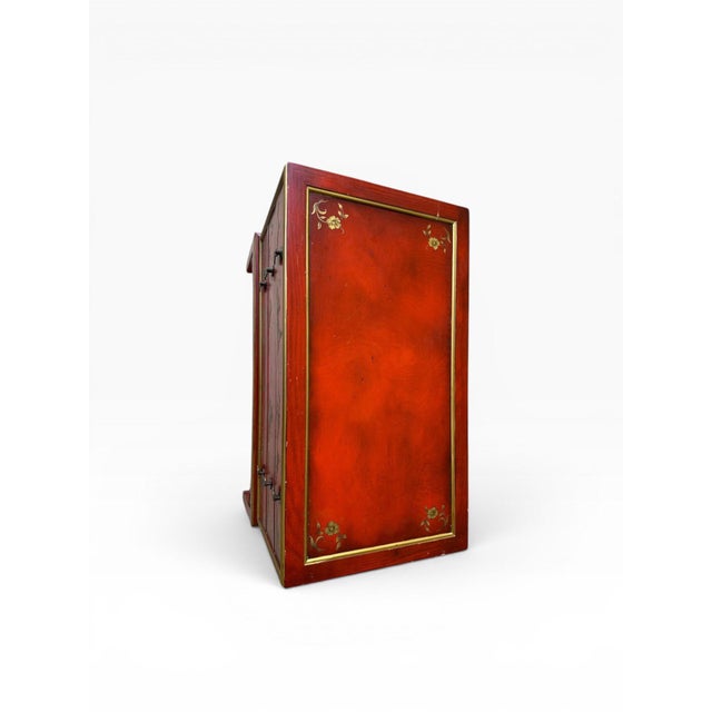 Paint Late 20th Century Hekman Designer Vintage Chinoiserie Red Lacquer Three-Drawer Chest For Sale - Image 7 of 15