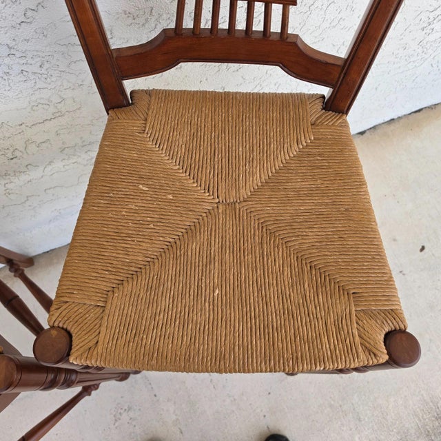 Ethan Allen Country French Wheat Sheaf Back Rush Seat Bar Stools Set of 2 For Sale In Miami - Image 6 of 18
