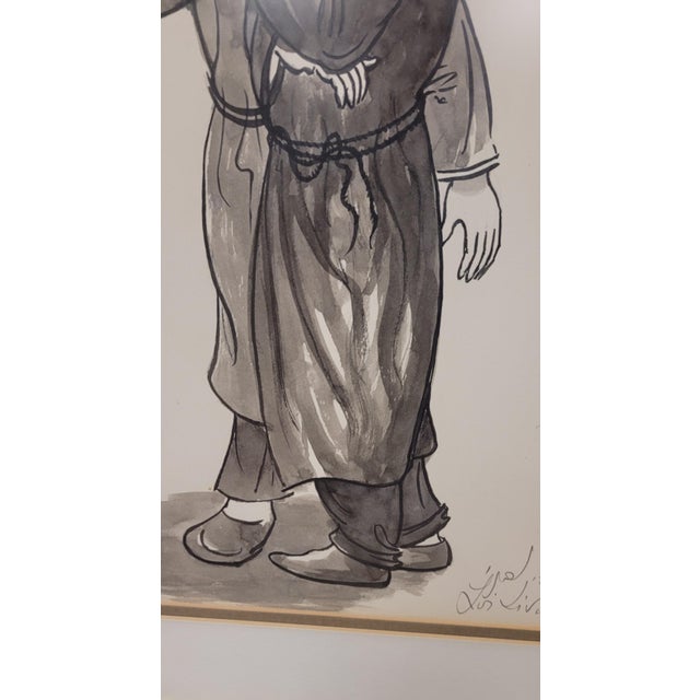 Paper MCM Wall Art of Two Rabbis Signed For Sale - Image 7 of 10