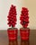 Red Antique Early 20th Century German Christmas Ornaments Paint Decorated and Carved Wood Red Berry Topiary Trees in Pots - a Pair For Sale - Image 8 of 8