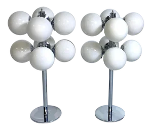 Lightolier Space Age Globe Lamps - a Pair