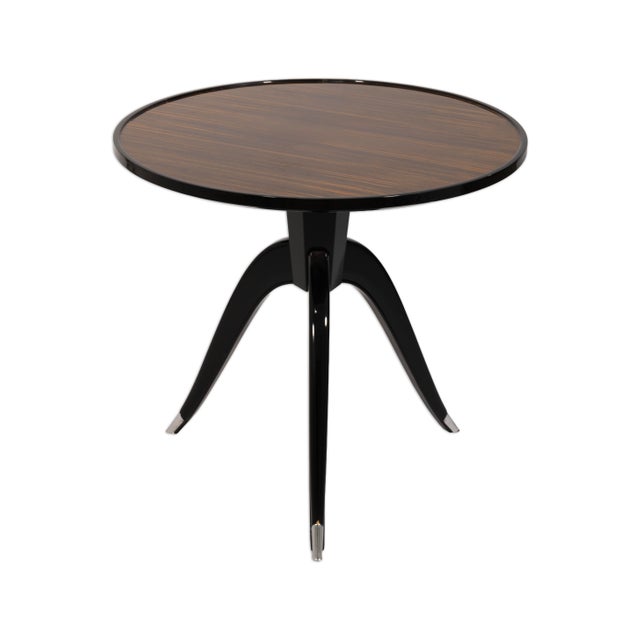 Late 20th Century Vintage 3 Legged Macassar and Ebony Wood Side Table in the Style of Ruhlman For Sale - Image 5 of 7