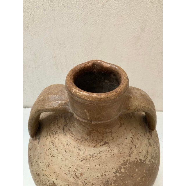 Rustic Vintage Beige Faience Vase For Sale - Image 3 of 4