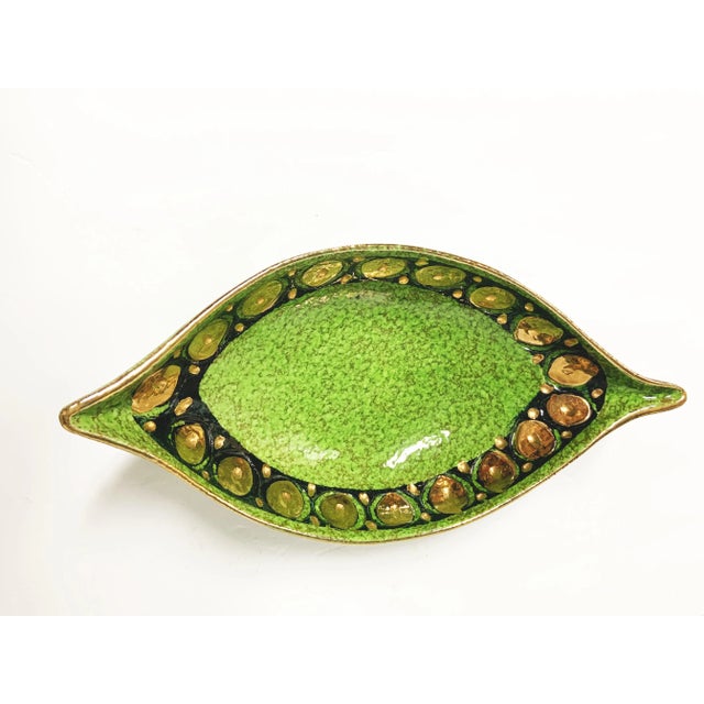 Mid-Century Modern 1960s Mid-Century Modern Vimax Pottery Made in Italy Green Gold Bowl For Sale - Image 3 of 8