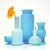 Assorted sky blue vessels, group of 5. A beautiful group of milky blue glass vessels of assorted shapes and sizes. A...