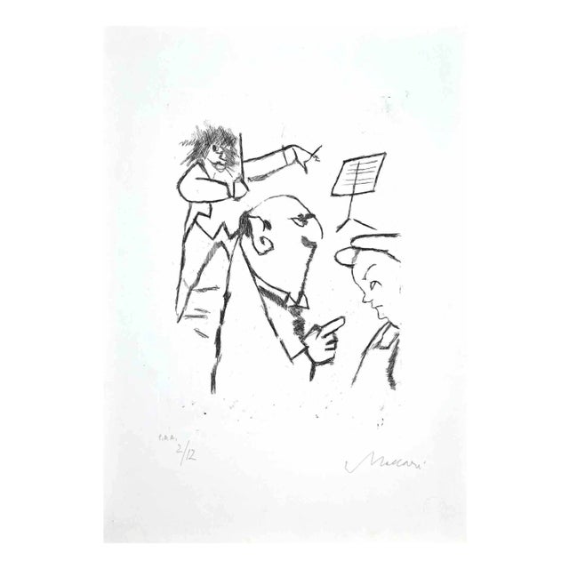 Mino Maccari, At the Concert, Etching, 1970s For Sale