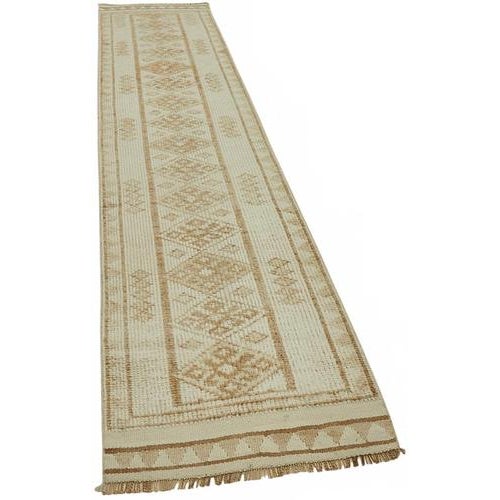 Textile Beige Bohemian Runner Rug For Sale - Image 7 of 7