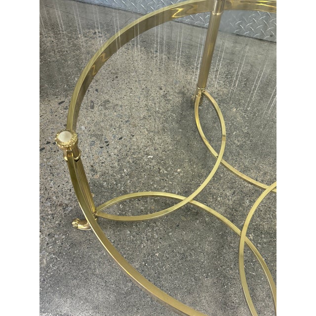 La Barge La Barge Brass Coffee Table With Scallop Glass Top - Made in Italy For Sale - Image 4 of 8