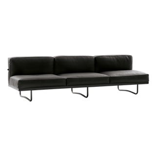 LC5 Black Leather Sofa from Cassina For Sale