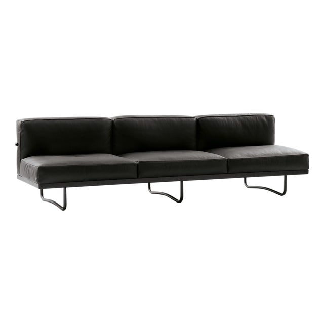LC5 Black Leather Sofa from Cassina For Sale