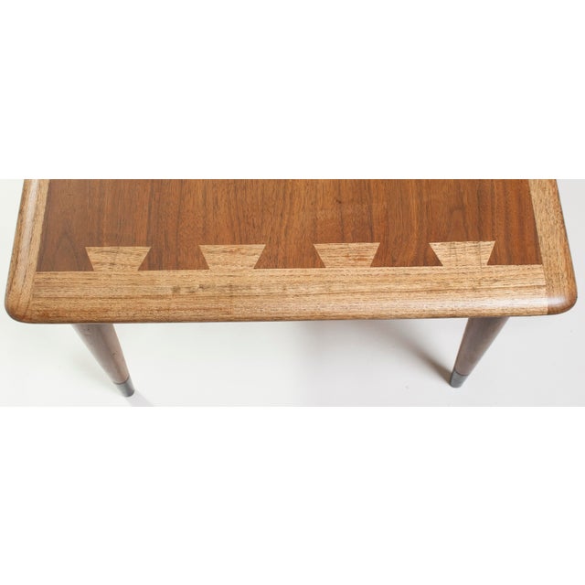 1950s Single Lane Acclaim Walnut Two-Tier Side Table by Andre Bus For Sale - Image 16 of 18