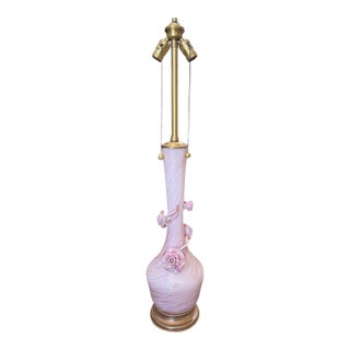 Vintage 50's Murano Italian Art Glass Marbro Table Lamp For Sale