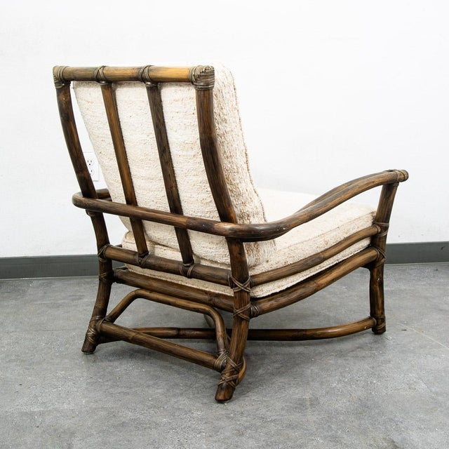 Mid-Century Modern Mid Century Modern Lounge Chair McGuire Bamboo Boho Swivel Rattan Basket For Sale - Image 3 of 12