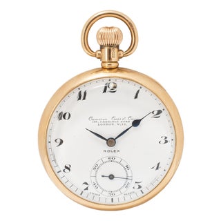 Vintage Rolex 49mm 9k Gold London Camerer Cuss & Co. Mechanical Pocket Watch For Sale