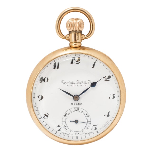 Vintage Rolex 49mm 9k Gold London Camerer Cuss & Co. Mechanical Pocket Watch For Sale