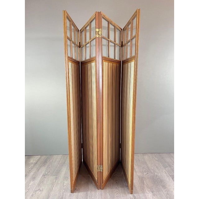 Antique 19th Century 4-Panel Folding Screen For Sale - Image 9 of 11