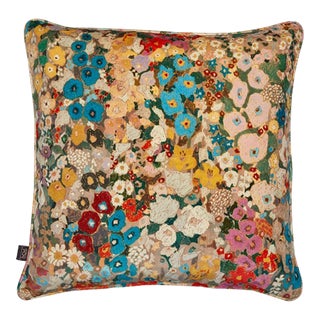 House of Hackney Hollyhocks Large Velvet Cushion - Autumn For Sale