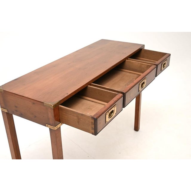 Military Campaign Yew Wood Console Table, 1930s For Sale - Image 11 of 12