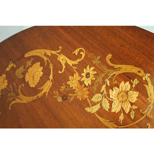 Copper Hepplewhite Inlaid Side End Center Table With Bottom Shelf, C.1920's For Sale - Image 8 of 10