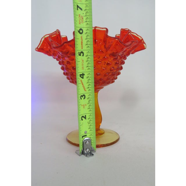 Fenton Amberina Hobnail Style Ruffled Pedestal Compote Candy Dish 4563b For Sale - Image 11 of 12