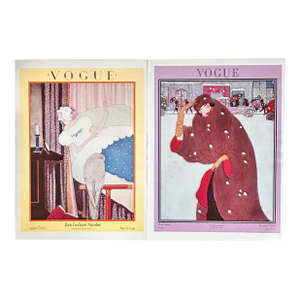 Vintage Vogue Paris Winter Cover Prints (1920 & 1925) - Art Deco Fashion Poster Pair
