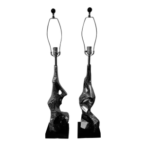 1960s Laurel Lamp Co Torso Lamps Silver Metal Pair