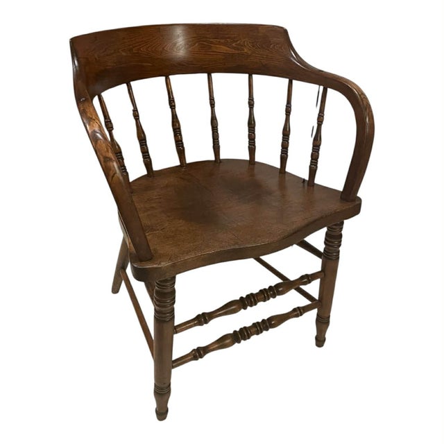 Antique Captian's Chair For Sale - Image 4 of 17