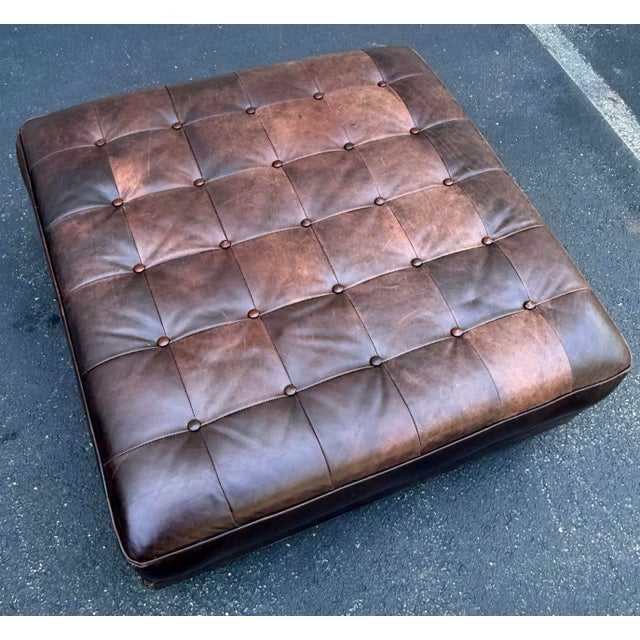 English Lee Industries Tufted Square Cocktail Ottoman For Sale - Image 3 of 12
